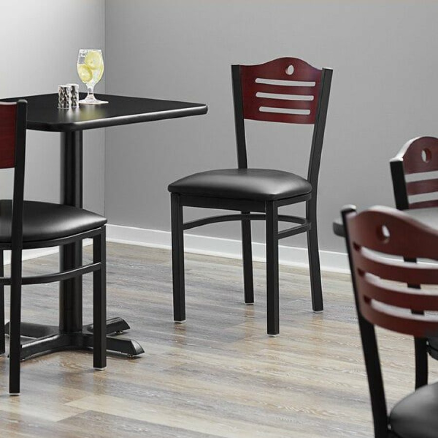 Restaurant Chairs * | Best Sale Lancaster Table & Seating Mahogany Finish Bistro Dining Chair With 1 1/2 Padded Seat