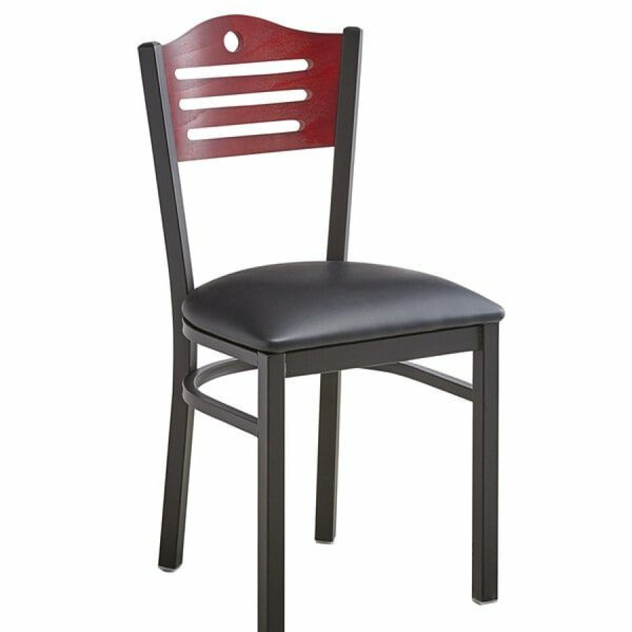 Restaurant Chairs * | Best Sale Lancaster Table & Seating Mahogany Finish Bistro Dining Chair With 1 1/2 Padded Seat