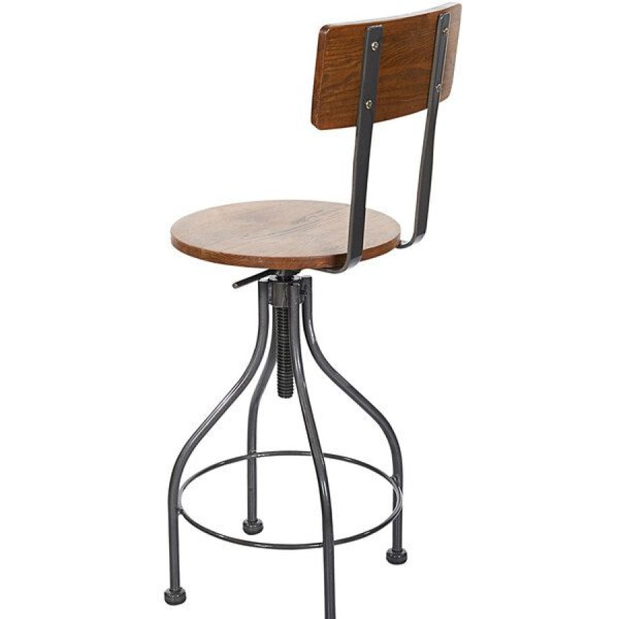 Restaurant Bar Stools * | New Bfm Seating Js22Sash-Aacl Lincoln Screw Barstool With Clear Coated Steel Frame And Autumn Ash Veneer Wood Back And Seat