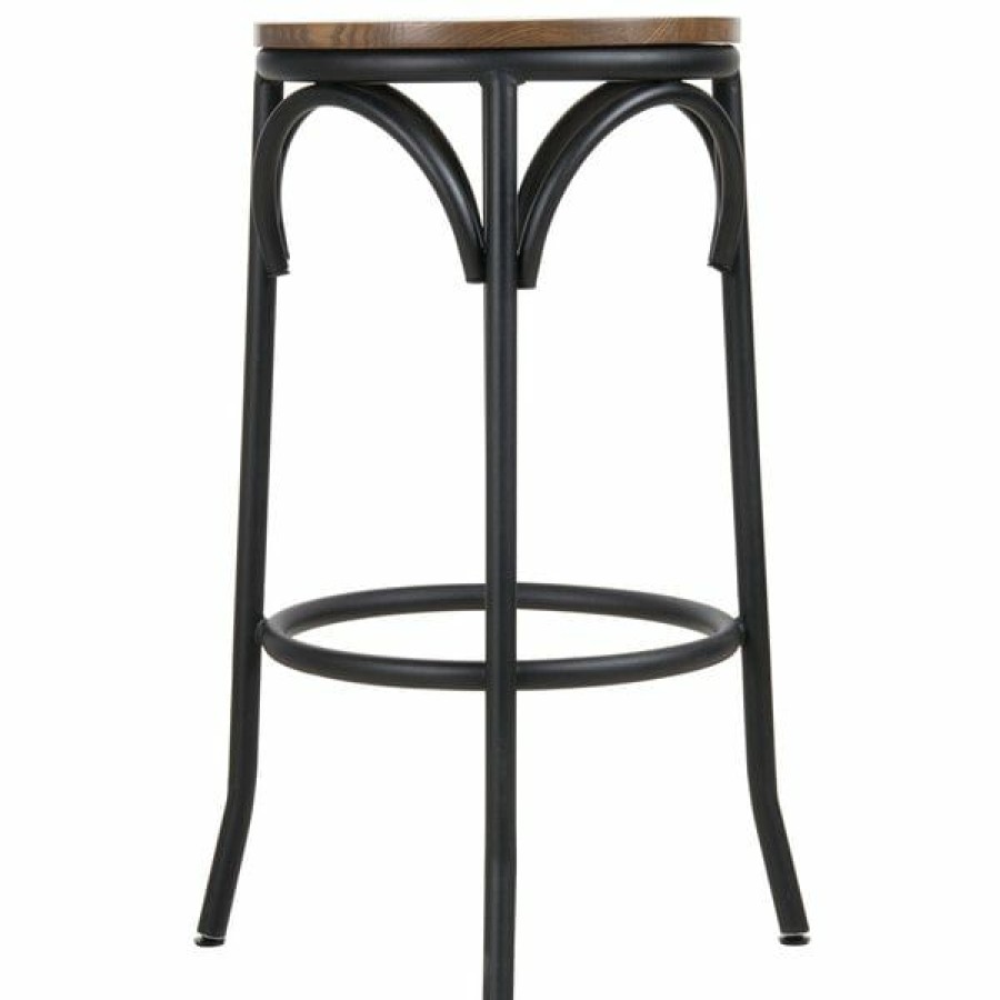 Restaurant Bar Stools * | New Bfm Seating Js800Bash-Sb Henry Sand Black Steel Bar Stool With Autumn Ash Wooden Seat