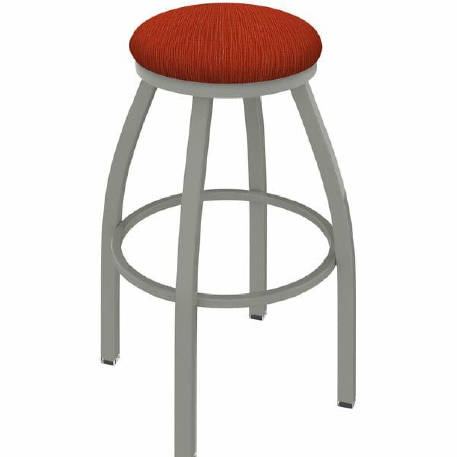 Restaurant Bar Stools * | Deals Holland Bar Stool Xl 802 Misha 30 Ladderback Swivel Bar Stool With Anodized Nickel Finish And Graph Poppy Seat