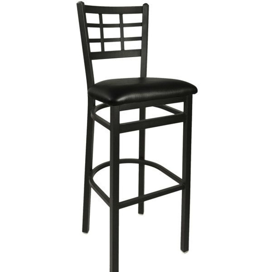 Restaurant Bar Stools * | Best Sale Bfm Seating 2163Bblv-Sb Marietta Sand Black Steel Bar Height Chair With 2 Black Vinyl Seat