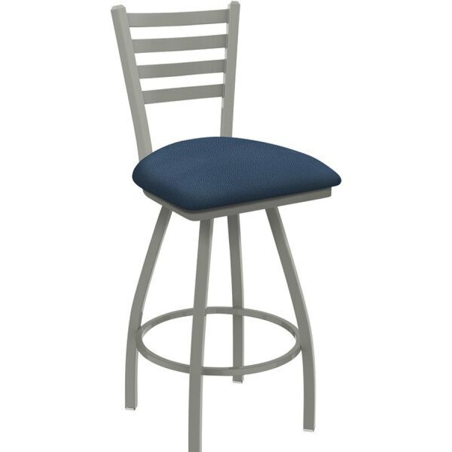 Restaurant Bar Stools * | Best Deal Holland Bar Stool Xl 410 Jackie 30 Ladderback Swivel Bar Stool With Anodized Nickel Finish And Rein Bay Seat