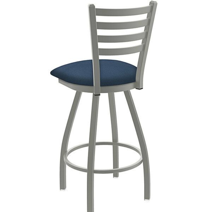 Restaurant Bar Stools * | Best Deal Holland Bar Stool Xl 410 Jackie 30 Ladderback Swivel Bar Stool With Anodized Nickel Finish And Rein Bay Seat