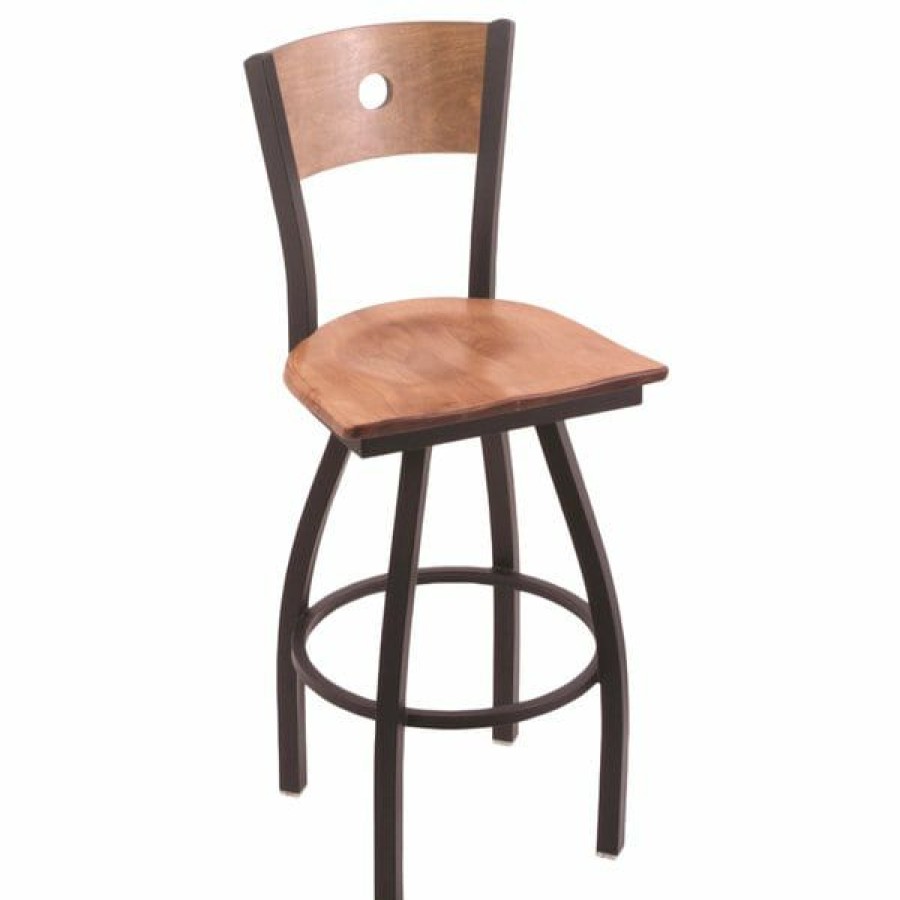 Restaurant Bar Stools * | Budget Holland Bar Stool X83025Bwmedmplbmedmpl Big & Tall Counter Height Black Wrinkle Steel Swivel Barstool With Medium Maple Seat And Medium Maple Back