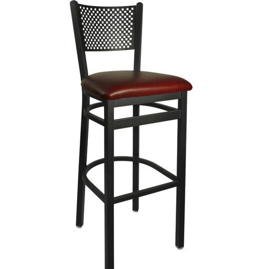 Restaurant Bar Stools * | Cheapest Bfm Seating 2161Bbuv-Sb Polk Sand Black Steel Bar Height Chair With 2 Burgundy Vinyl Seat