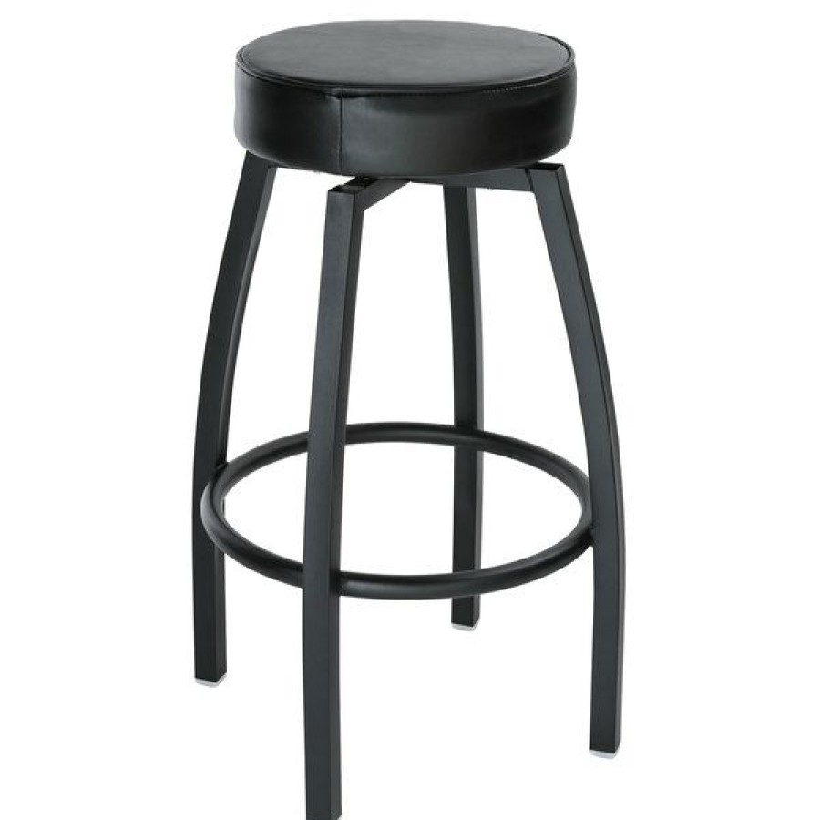 Restaurant Bar Stools * | Discount Lancaster Table & Seating Black Backless Barstool With Black Swivel Upholstered Seat