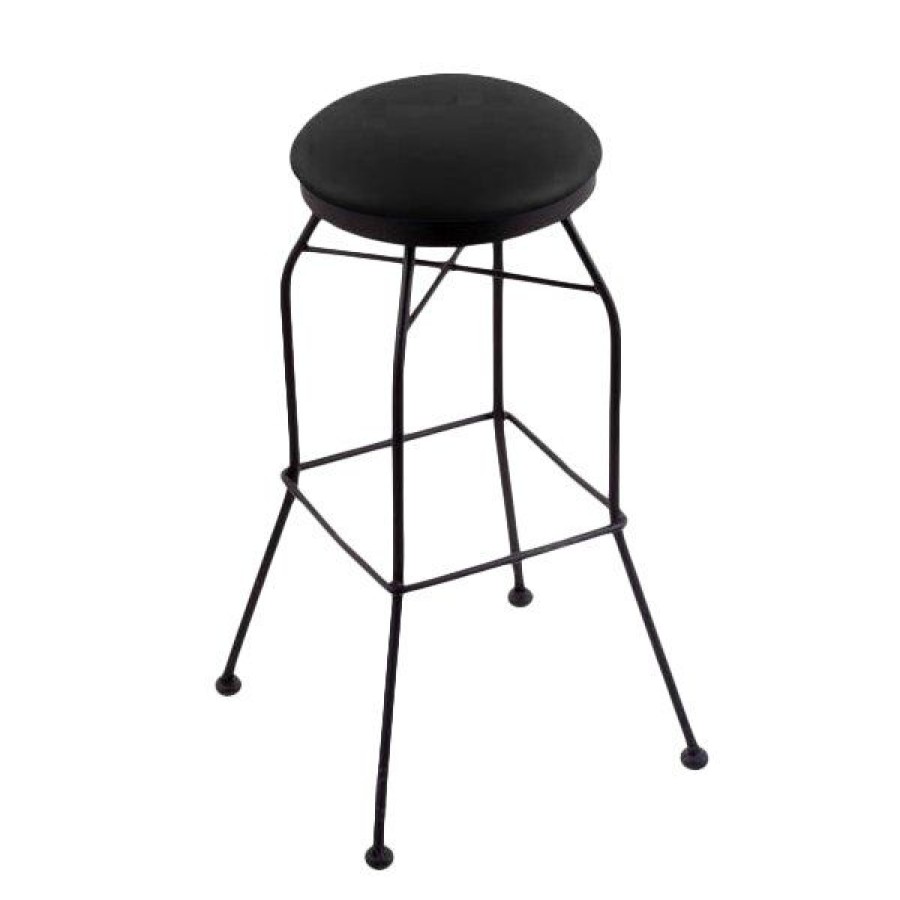 Restaurant Bar Stools * | Discount Holland Bar Stool 302030Bwblkvinyl Black Wrinkle Steel Bar Height Swivel Stool With Black Vinyl Seat