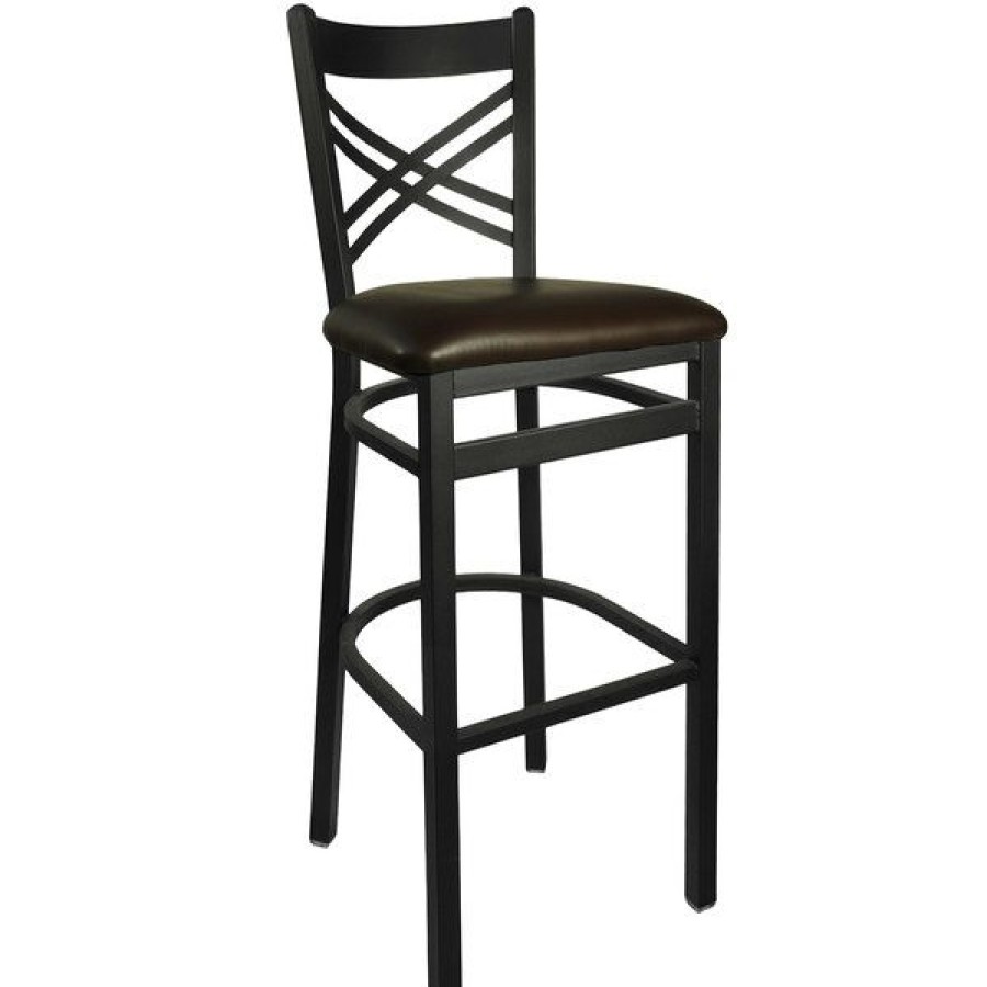 Restaurant Bar Stools * | Brand New Bfm Seating 2130Bdbv-Sb Akrin Metal Barstool With 2 Dark Brown Vinyl Seat