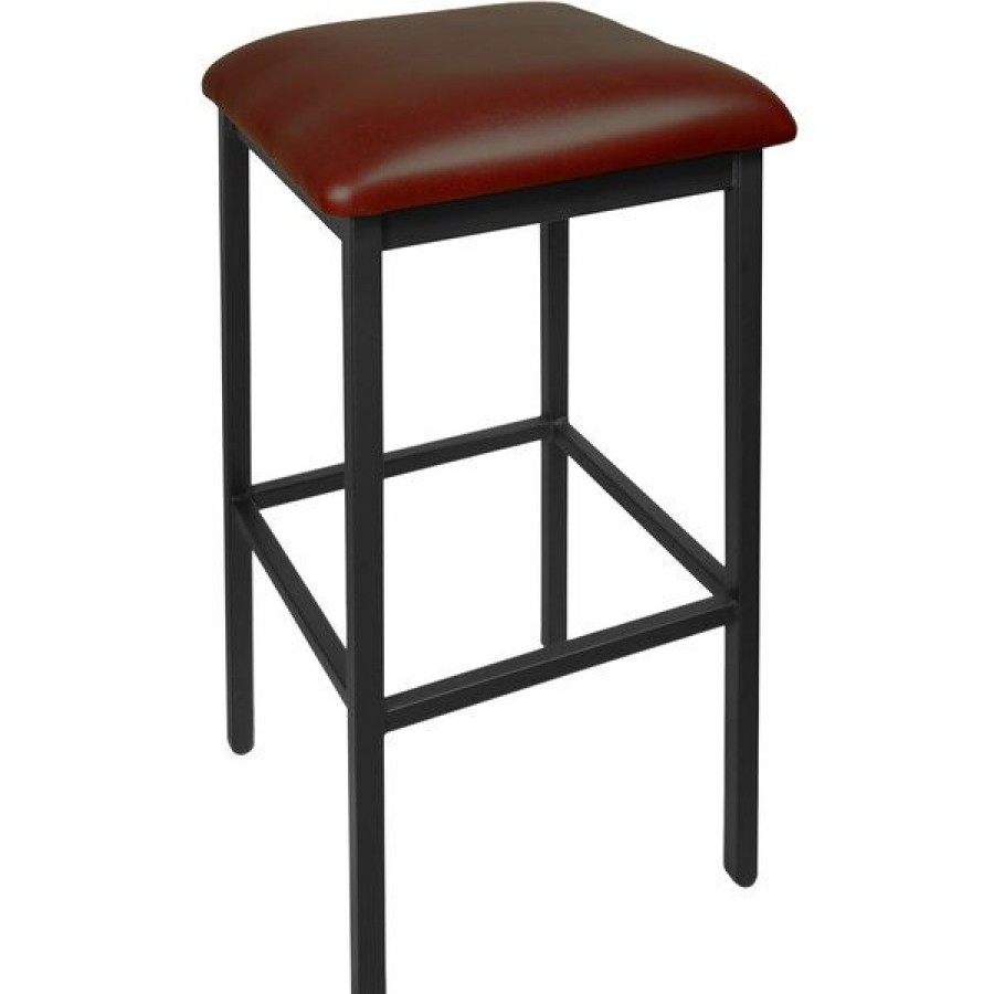 Restaurant Bar Stools * | Outlet Bfm Seating 2510Bbuv-Sb Trent Sand Black Steel Barstool With 2 Burgundy Vinyl Seat