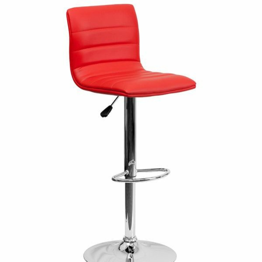 Restaurant Bar Stools * | Coupon Flash Furniture Ch-92023-1-Red-Gg Red Vinyl Contemporary Adjustable Height Barstool