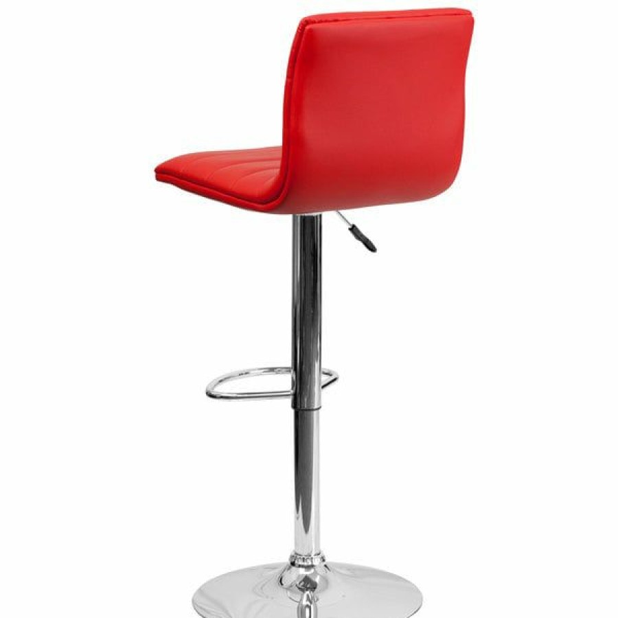 Restaurant Bar Stools * | Coupon Flash Furniture Ch-92023-1-Red-Gg Red Vinyl Contemporary Adjustable Height Barstool