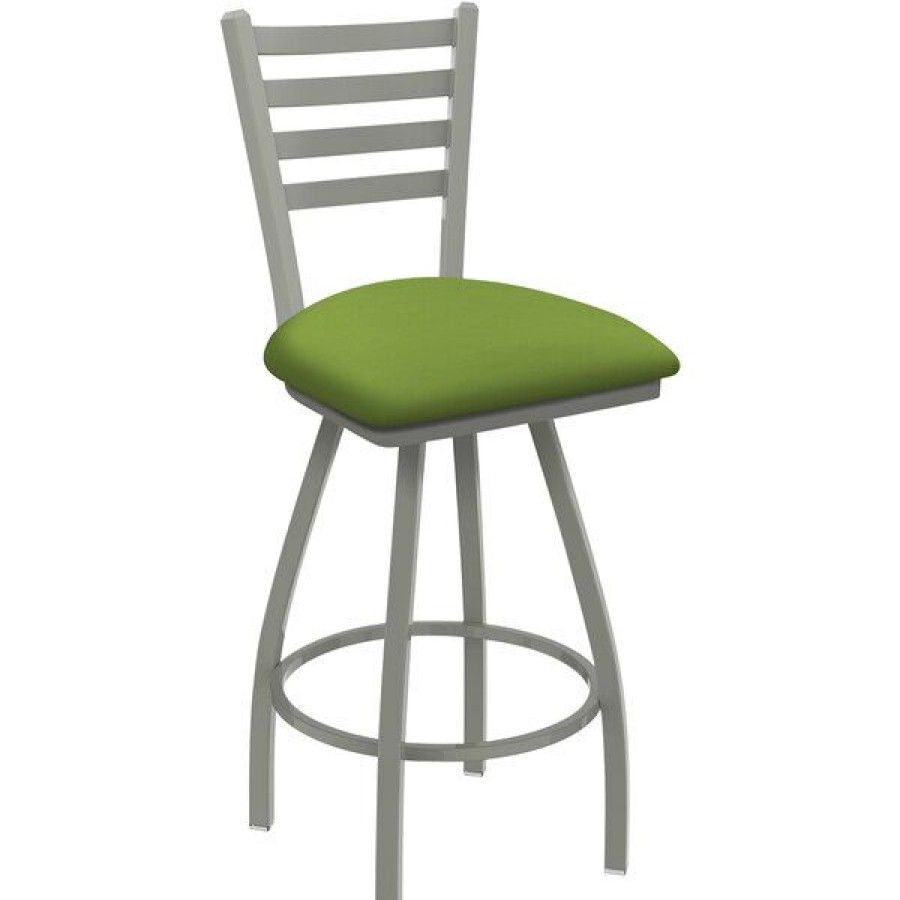 Restaurant Bar Stools * | Best Sale Holland Bar Stool Holland Barstool Xl 410 Jackie 30 Ladderback Swivel Bar Stool With Anodized Nickel Finish And Canter Kiwi Green Seat