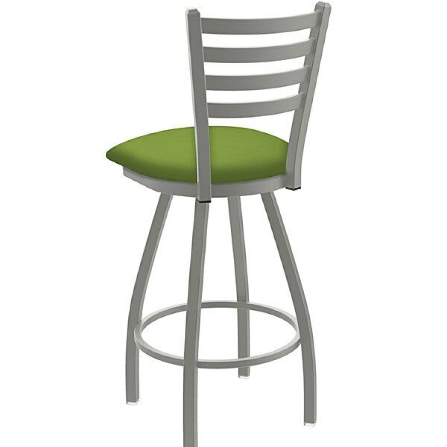 Restaurant Bar Stools * | Best Sale Holland Bar Stool Holland Barstool Xl 410 Jackie 30 Ladderback Swivel Bar Stool With Anodized Nickel Finish And Canter Kiwi Green Seat