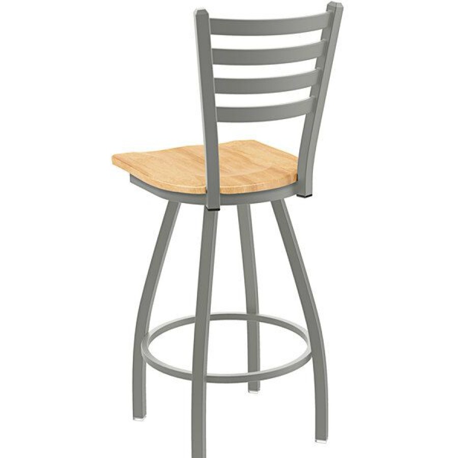 Restaurant Bar Stools * | Budget Holland Bar Stool Xl 410 Jackie 30 Ladderback Swivel Bar Stool With Anodized Nickel Finish And Natural Maple Seat