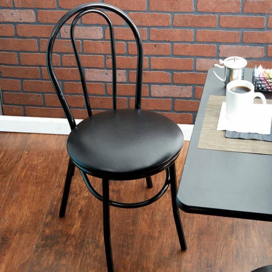 Restaurant Chairs * | New Lancaster Table & Seating Black Hairpin Cafe Chair With 1 1/4 Padded Seat