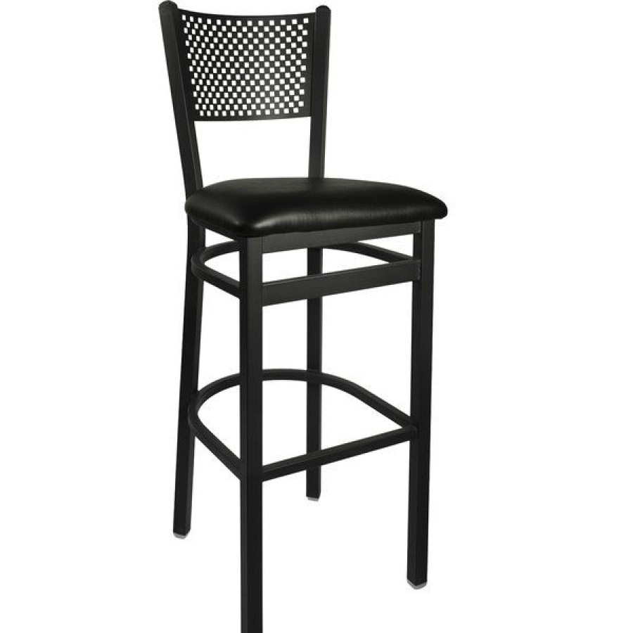 Restaurant Bar Stools * | Flash Sale Bfm Seating 2161Bblv-Sb Polk Sand Black Steel Bar Height Chair With 2 Black Vinyl Seat